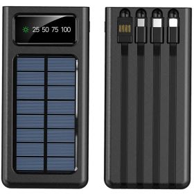 2024 Super 3000000mAh 4 USB Portable Charger Solar Power Bank For Cell Phone (Color: Black)